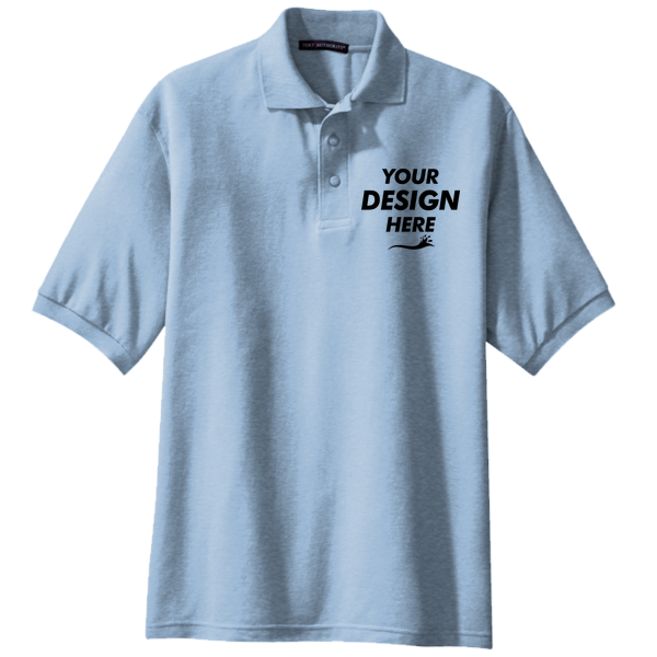Port Authority Tall Silk Touch Polo, Light Blue, Front view, Mockup