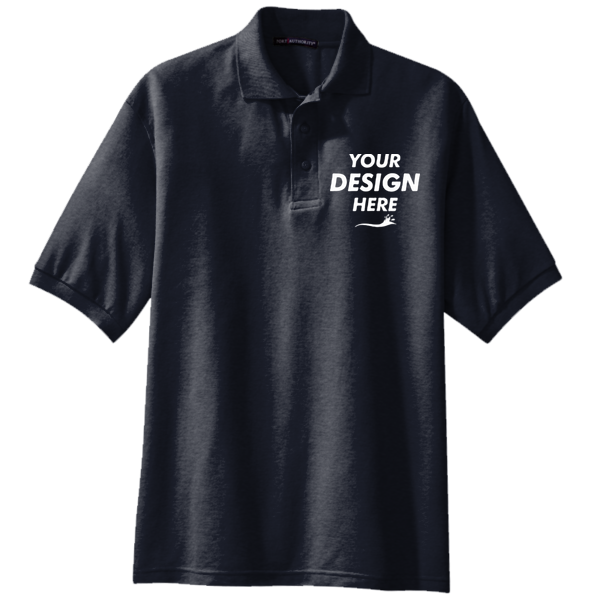 Port Authority Tall Silk Touch Polo, Navy, Front view, Mockup