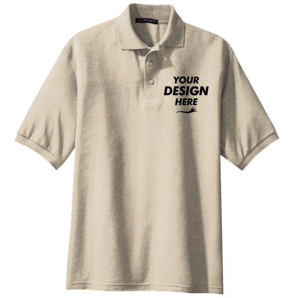 Port Authority Tall Silk Touch Polo, Stone, Front view, Mockup