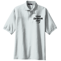Port Authority Tall Silk Touch Polo, White, Front view, Mockup