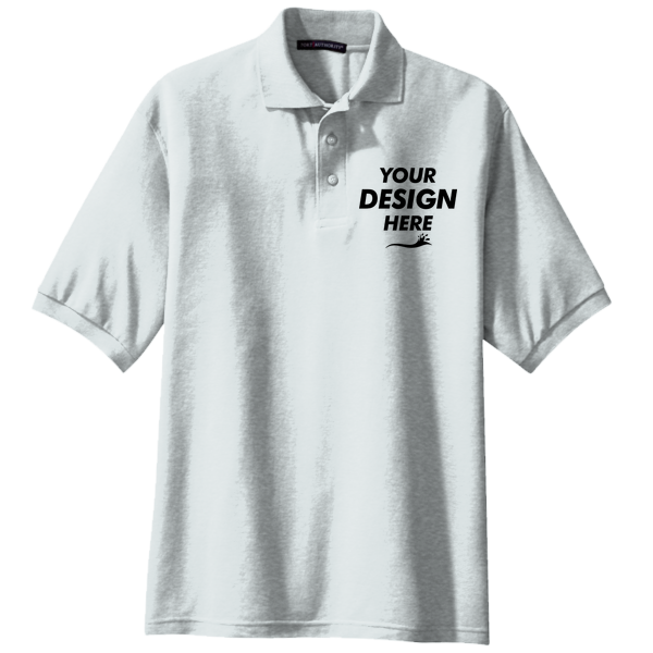 Port Authority Tall Silk Touch Polo, White, Front view, Mockup