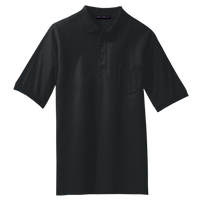 Port Authority Tall Silk Touch Polo with Pocket, Black, Front view