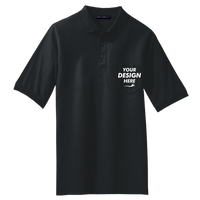 Port Authority Tall Silk Touch Polo with Pocket, Black, Front view, Mockup