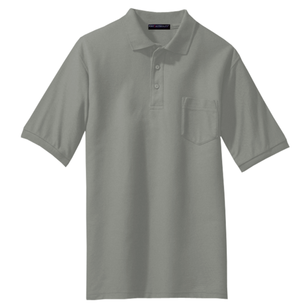 Port Authority Tall Silk Touch Polo with Pocket, Cool Grey, Front view