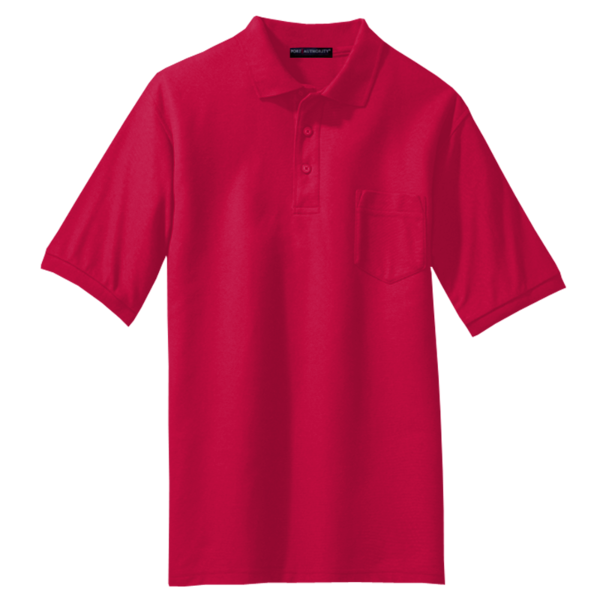 Port Authority Tall Silk Touch Polo with Pocket, Red, Front view