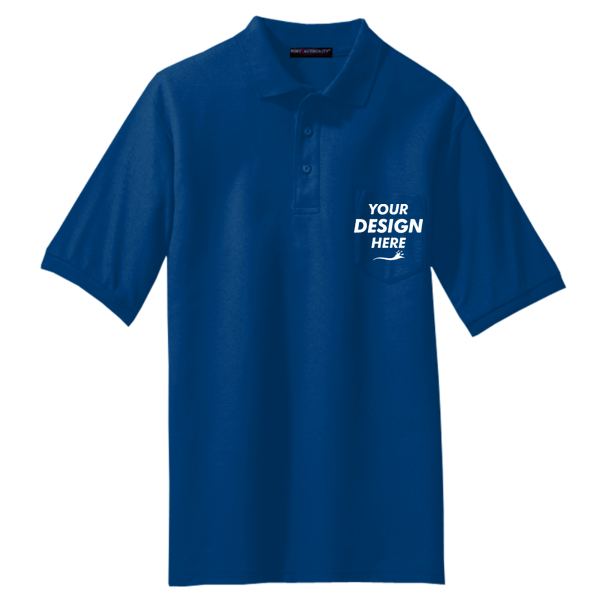 Port Authority Tall Silk Touch Polo with Pocket, Royal, Front view, Mockup