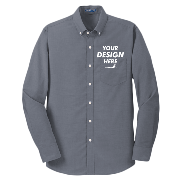 Port Authority Tall SuperPro Oxford Shirt, Black, Front view, Mockup
