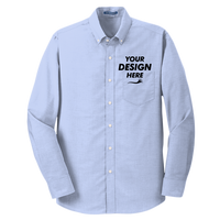 Port Authority Tall SuperPro Oxford Shirt, Oxford Blue, Front view, Mockup