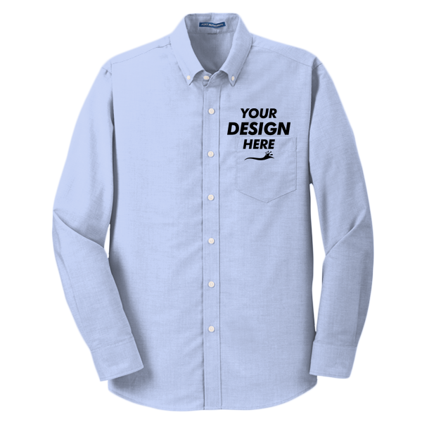 Port Authority Tall SuperPro Oxford Shirt, Oxford Blue, Front view, Mockup