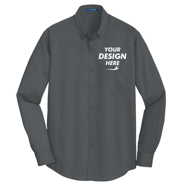 Port Authority Tall SuperPro Twill Shirt, Sterling Grey, Front view, Mockup