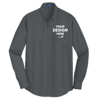 Port Authority Tall SuperPro Twill Shirt, Sterling Grey, Front view, Mockup