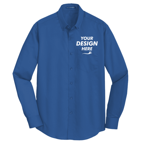 Port Authority Tall SuperPro Twill Shirt, True Blue, Front view, Mockup