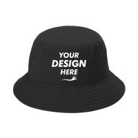 Port Authority Twill Classic Bucket Hat, Black, Front view, Mockup