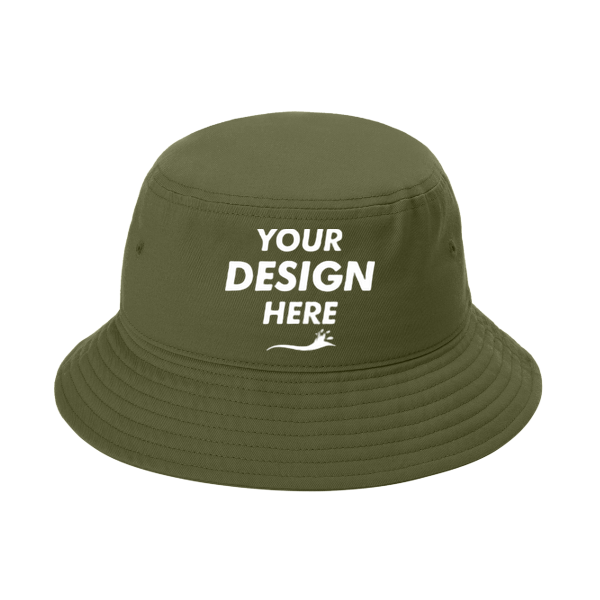 Port Authority Twill Classic Bucket Hat, Olive Drab Green, Front view, Mockup