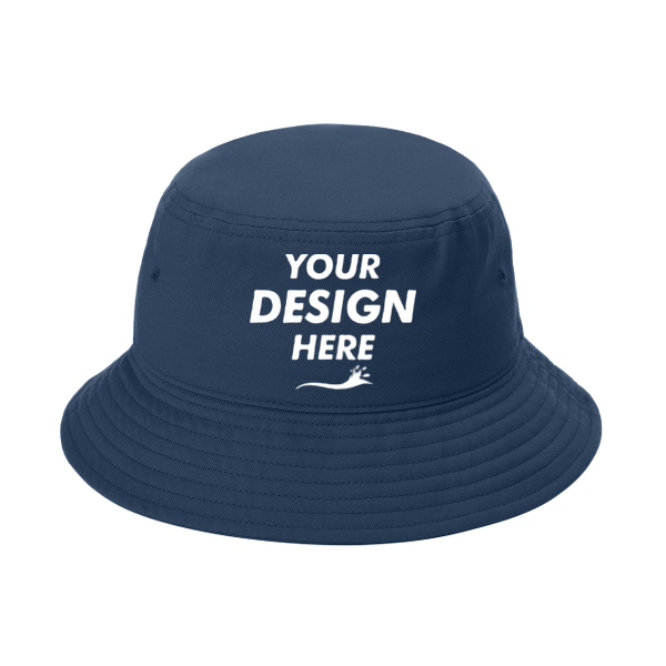 Port Authority Twill Classic Bucket Hat, River Blue Navy, Front view, Mockup