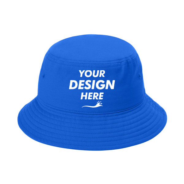 Port Authority Twill Classic Bucket Hat, True Royal, Front view, Mockup