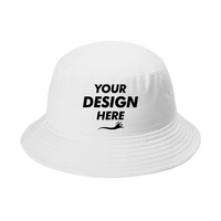 Port Authority Twill Classic Bucket Hat, White, Front view, Mockup
