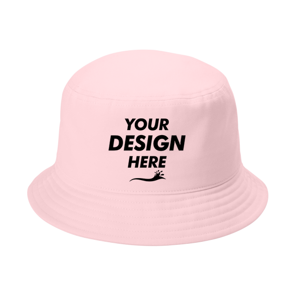 Port Authority Twill Short Brim Bucket Hat, Cloud Pink, Front view, Mockup