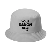 Port Authority Twill Short Brim Bucket Hat, Gusty Grey, Front view, Mockup
