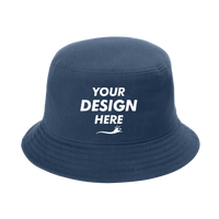 Port Authority Twill Short Brim Bucket Hat, River Blue Navy, Front view, Mockup