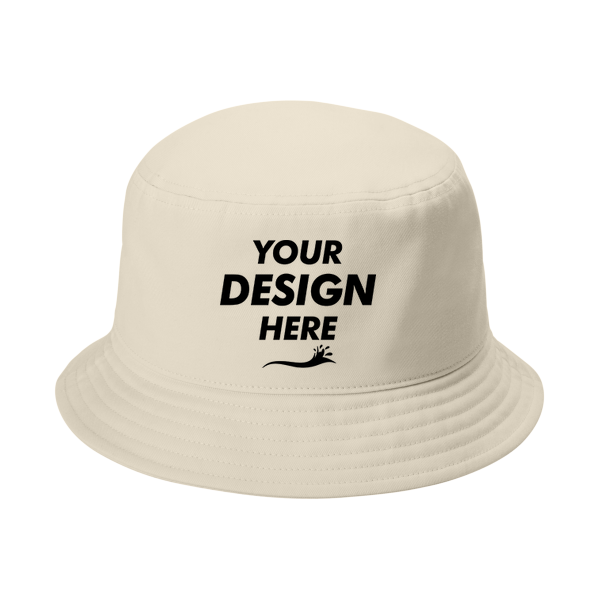 Port Authority Twill Short Brim Bucket Hat, Sahara, Front view, Mockup