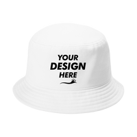 Port Authority Twill Short Brim Bucket Hat, White, Front view, Mockup