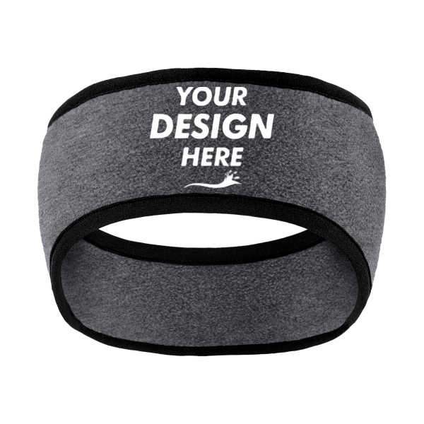 Port Authority Two Color Fleece Headband, Midnight Heather / Midnight Heather, Front view, Mockup