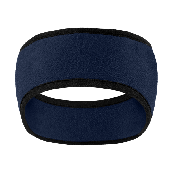 Port Authority Two Color Fleece Headband, Navy / Navy, Front view
