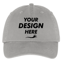 Port Authority Washed Twill Cap, Chrome, Front view, Mockup