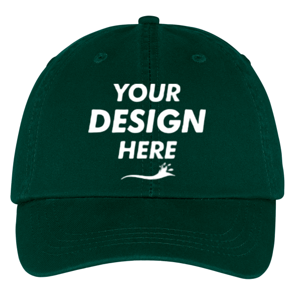 Port Authority Washed Twill Cap, Hunter, Front view, Mockup