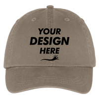 Port Authority Washed Twill Cap, Khaki, Front view, Mockup