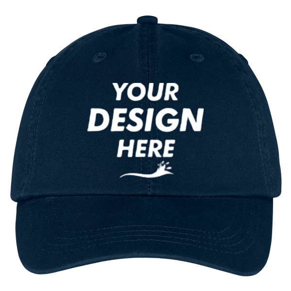 Port Authority Washed Twill Cap, Navy, Front view, Mockup