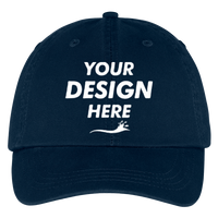Port Authority Washed Twill Cap, Navy, Front view, Mockup