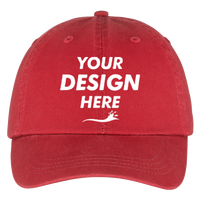 Port Authority Washed Twill Cap, Red, Front view, Mockup