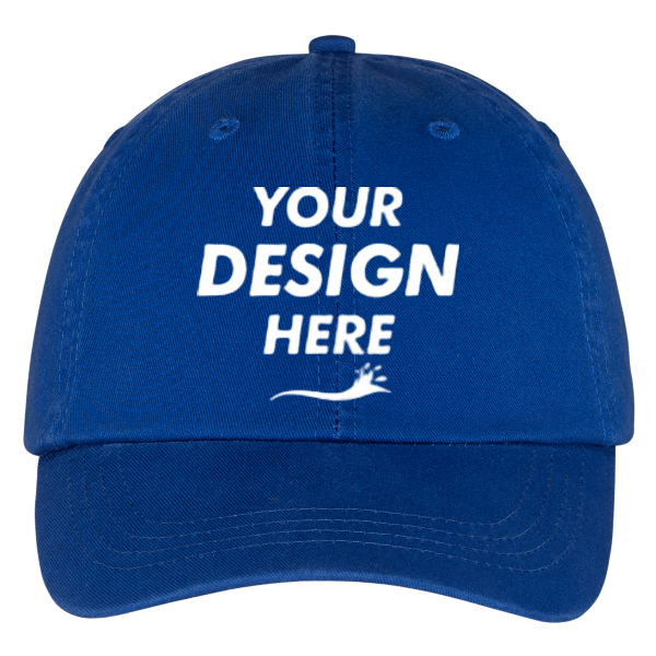 Port Authority Washed Twill Cap, Royal, Front view, Mockup
