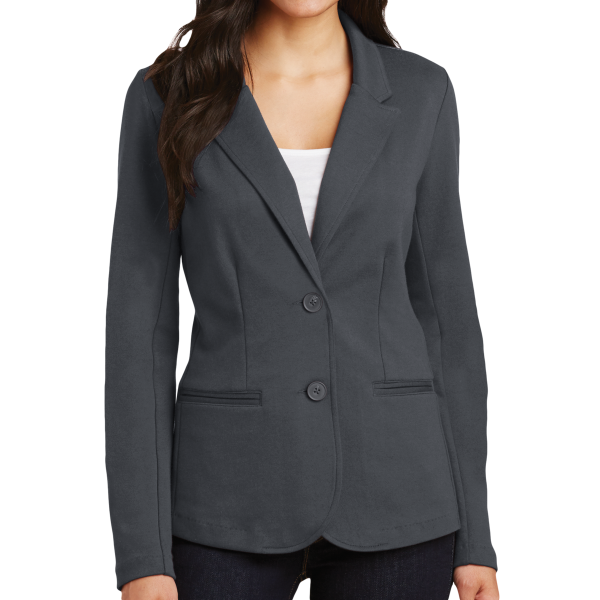 Port Authority Women's Knit Blazer, Battleship Grey, Front view