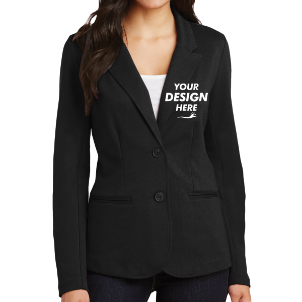 Port Authority Women's Knit Blazer, Black, Front view, Mockup