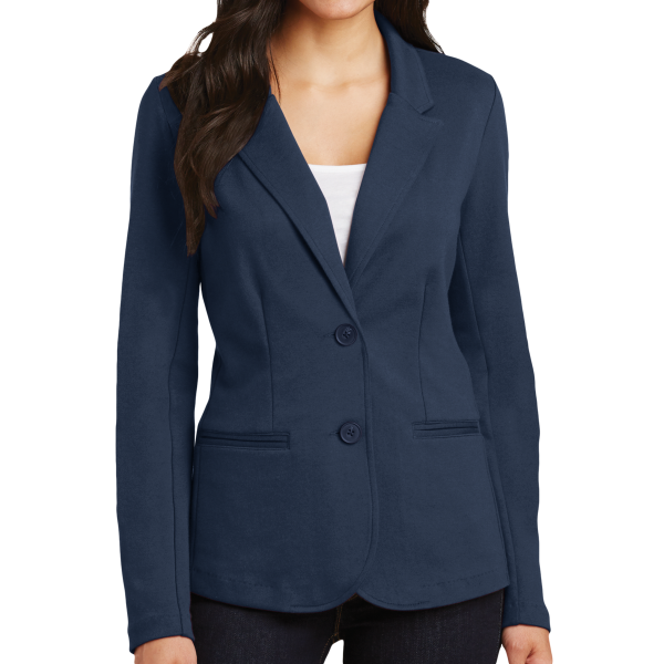 Port Authority Women's Knit Blazer, Deep Navy, Front view