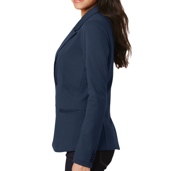 Port Authority Women's Knit Blazer, Deep Navy, Left side view