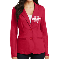 Port Authority Women's Knit Blazer, Rich Red, Front view, Mockup