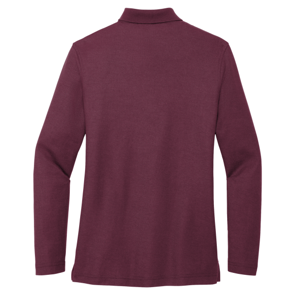 Port Authority Women's Silk Touch Long Sleeve Polo, Burgundy, Back view