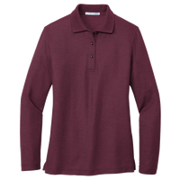 Port Authority Women's Silk Touch Long Sleeve Polo, Burgundy, Front view
