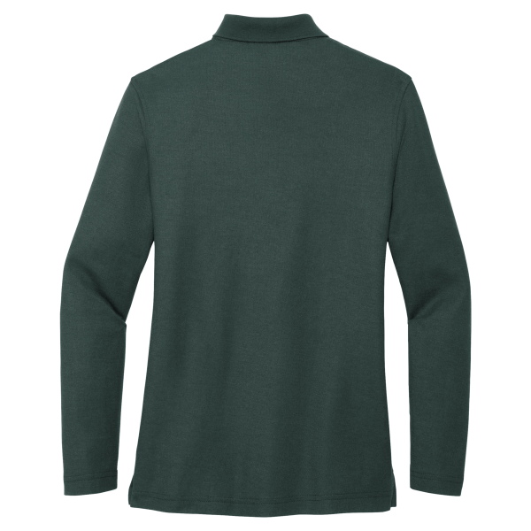 Port Authority Women's Silk Touch Long Sleeve Polo, Dark Green, Back view