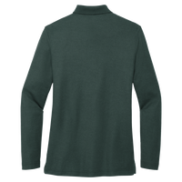 Port Authority Women's Silk Touch Long Sleeve Polo, Dark Green, Back view