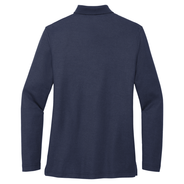 Port Authority Women's Silk Touch Long Sleeve Polo, Navy, Back view