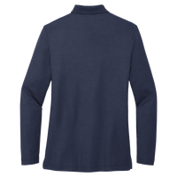 Port Authority Women's Silk Touch Long Sleeve Polo, Navy, Back view