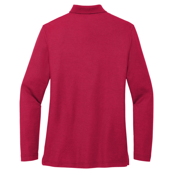 Port Authority Women's Silk Touch Long Sleeve Polo, Red, Back view