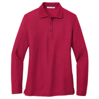 Port Authority Women's Silk Touch Long Sleeve Polo, Red, Front view