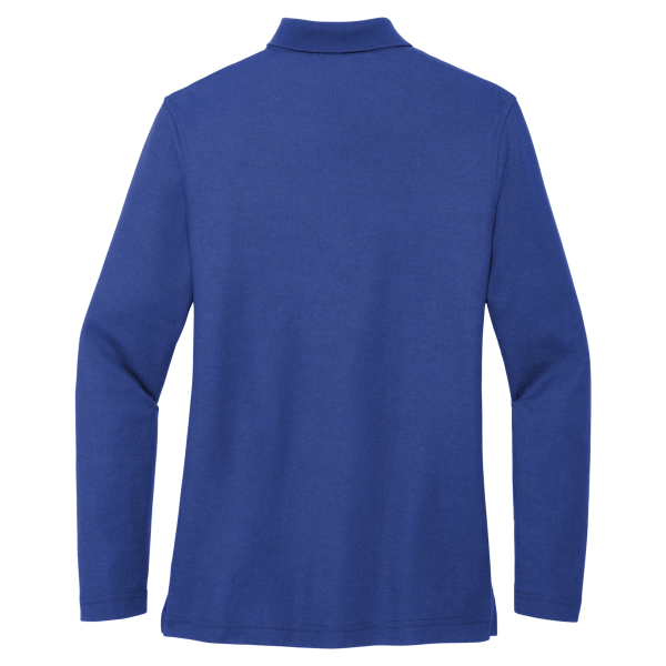 Port Authority Women's Silk Touch Long Sleeve Polo, Royal, Back view