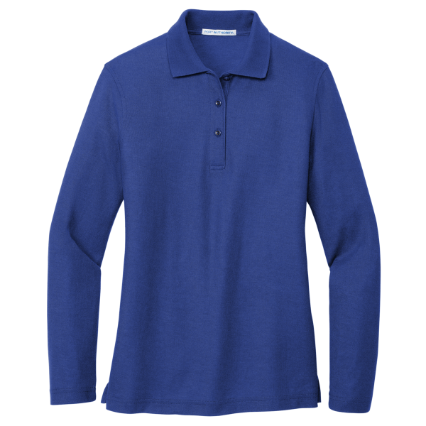 Port Authority Women's Silk Touch Long Sleeve Polo, Royal, Front view